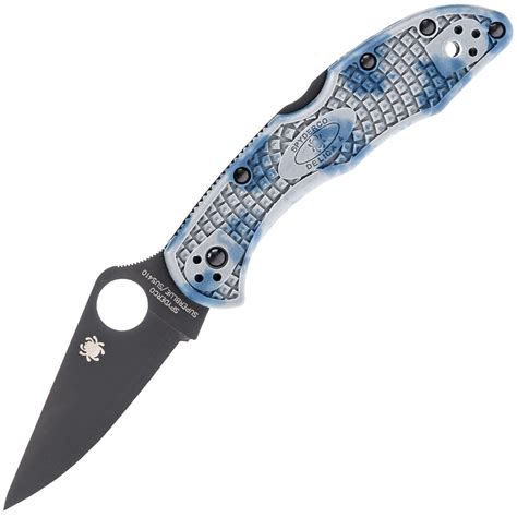 C11ZFGYBLBLK - Spyderco Delica 4 Gray Blue Zome Black Blade Super Blue ...
