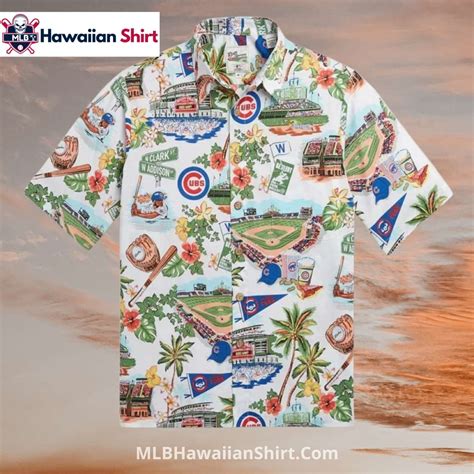 Ballpark And Beach Print Chicago Cubs Hawaiian Shirt White Base - MLB ...
