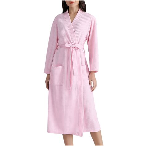Mid-Length Robe Long Bathrobes for Women, Womens Cotton Robe, Kimonos ...