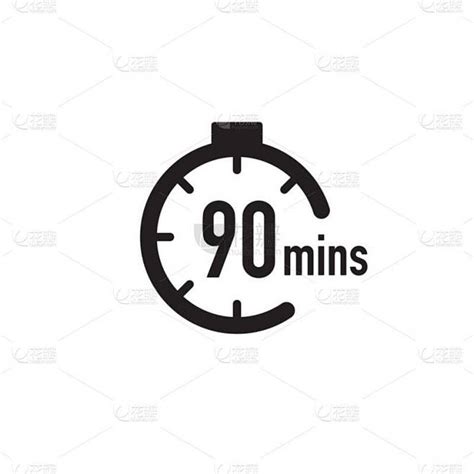 90分钟定时器、秒表或倒计时图标。时间的测量。Chronometr图标。孤立的向量图