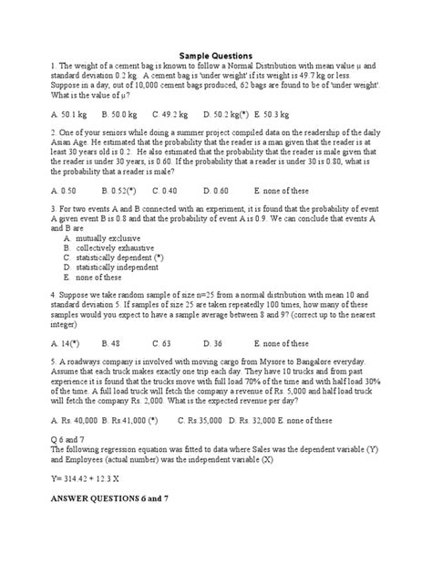 Sample Statistics Questions 的图像结果