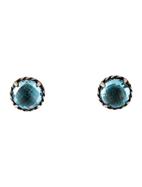 David Yurman Onyx Petite Châtelaine Stud Earrings - 14K White Gold Stud ...