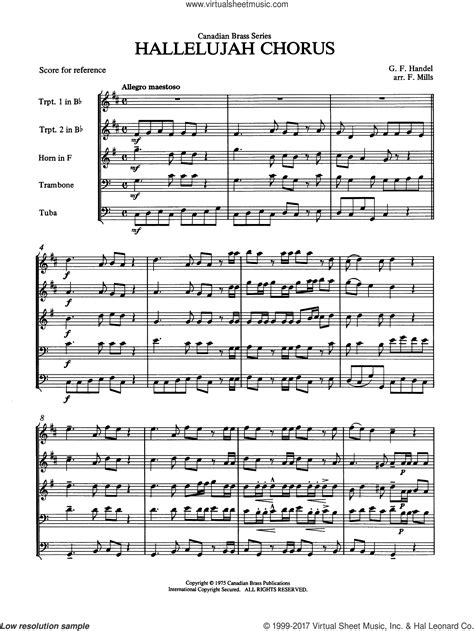 Hallelujah Chorus sheet music (complete collection) for brass quintet