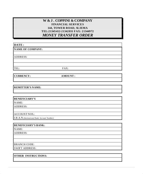 Image result for Transfer Order Example