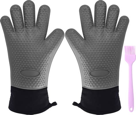 Ocves Oven Gloves Heat Resistant Silicone Oven Mitts, Non-Slip Oven ...