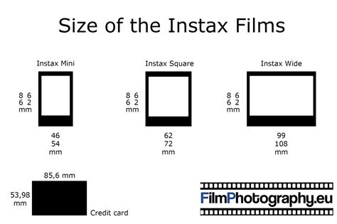 Photography Film Sizes