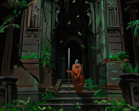 Download wallpaper 1280x1024 wanderer, temple, building, art standard 5 ...