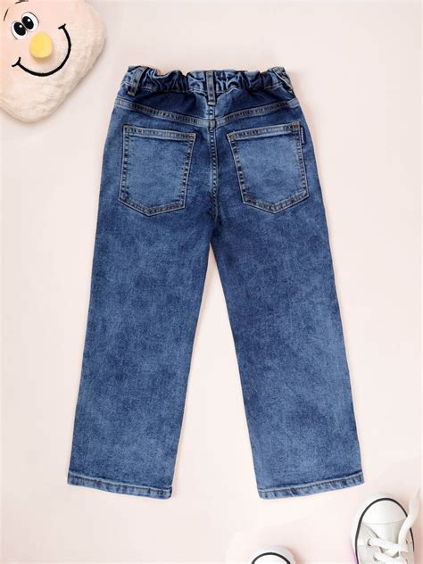 Girls Denim Woven Applique Straight Fit Solid Jeans – Kiddopanti