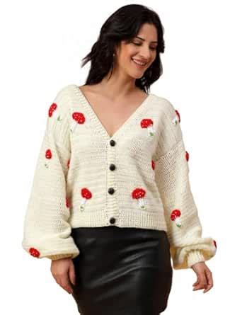Buy KNIT GEMS Oversized Mushroom Design Cardigan | Woollen Knitted ...