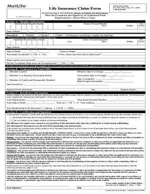 Life Insurance Claim Form - Blank Fillable Template | Fill Out, Print ...