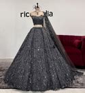 White croptop skirt with silver sequins work – Ricco India