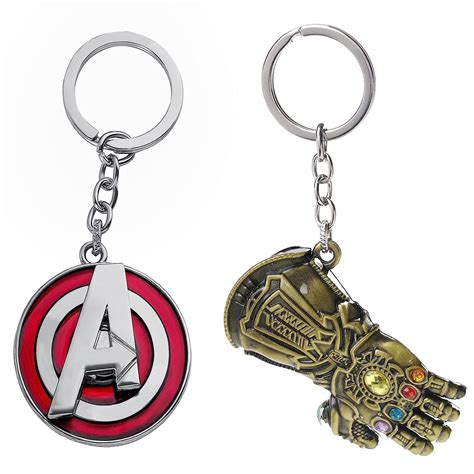 Three Shades Thanos Gauntlet Key Chain & Avengers A Logo Keychain ...