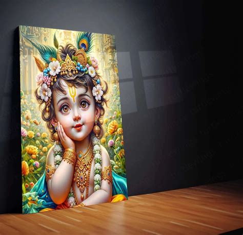 Shri Krishna Metal Poster – Divine Wall Art of Lord Krishna | Spiritua ...