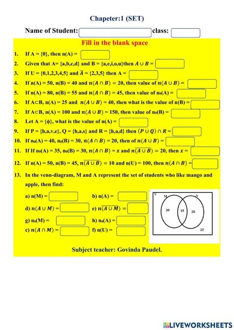 Image result for Empty Set or Equivalent Set Worksheet