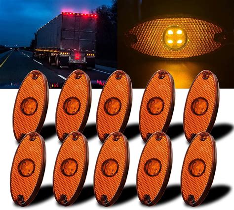 AUTOPROM 10PCS (24V) LED Truck Trailer Front Rear LED Side Marker Lights indicator Lamp Sealed ...