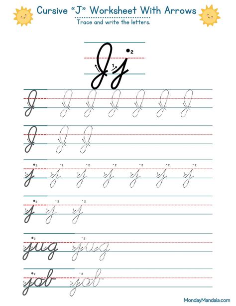 10 Cursive J Worksheets (Free Letter Writing Printables)
