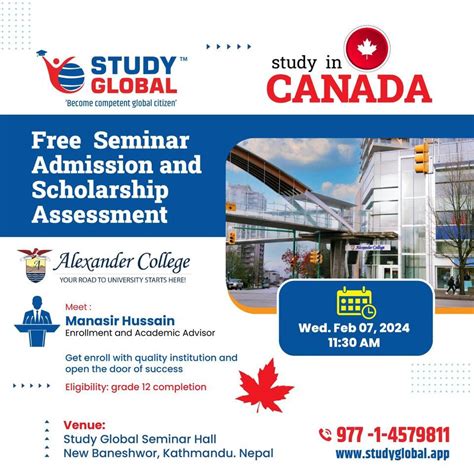 Free seminar, Study in Canada, Study Global, Kathmandu, 7 February 2024 ...