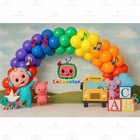 Cocomelon Balloon School Fun Printed Baby Backdrop – Backdropwala