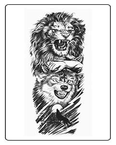 Fierce Lion & Wolf Full Sleeve Semi Permanent Tattoo : Amazon.in: Beauty