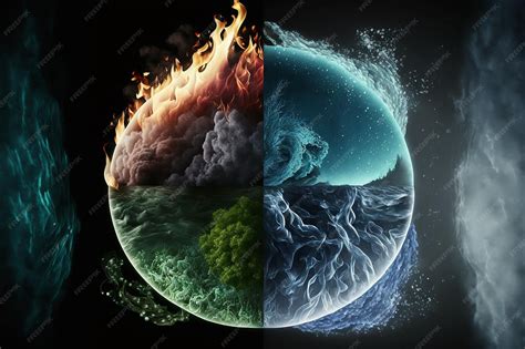 Premium Photo | The Four Elements Climate Change Yin and Yang