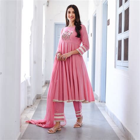 Buy UrbanStree Prapti Pink Designer Ethnic Wear Suit Set For Women Online