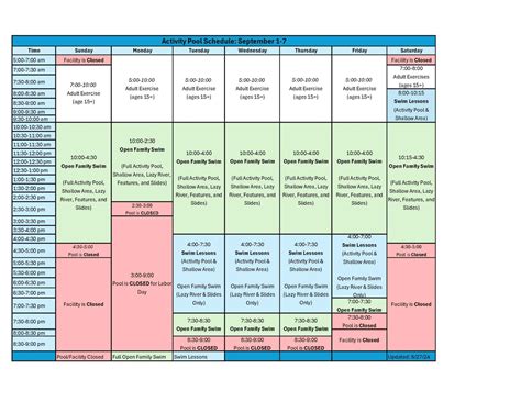 Trails Schedule | Open Gym, Family Swim Time, Special Events ...