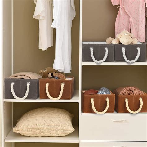 Buy EXTREE Fabric Small Storage Baskets - 6 Pack Nursery Decorative ...