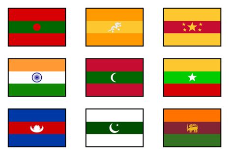 Countries bordering India in the style of India : r/vexillology