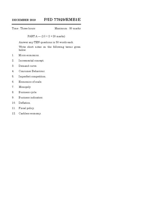 DEC 2019 RMB1E - Economics Question Paper (P/ID 77929) Exam - Studocu