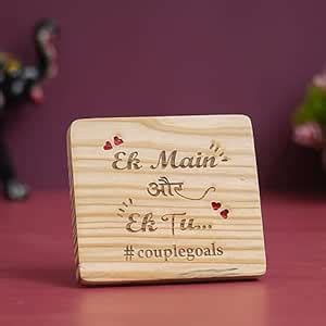 Buy eCraftIndia Brown Wooden Ek Main AUR Ek Tu #couplegoals Showpiece ...