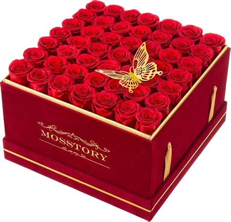 Amazon.com: Mosstory Preserved Roses in a Box 49-Piece Forever Flowers ...