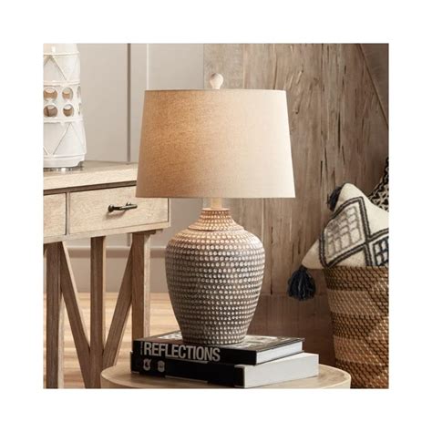 Buy Alese Textured Dot Jug Table Lamp, Neutral Earth Finish, Cast Resin ...