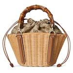 Wicker mini basket bag with bamboo in natural wicker | GUCCI® US