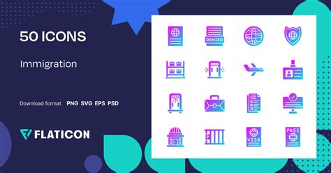 Immigration Icon Pack | Gradient fill | 50 .SVG Icons