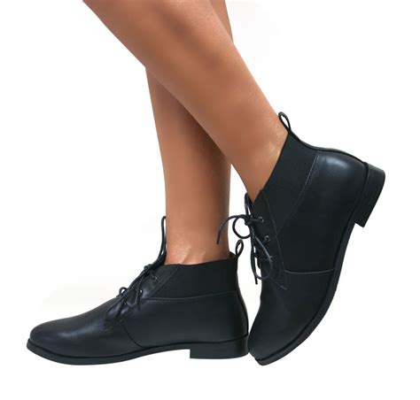 WOMENS LADIES PIXIE VINTAGE WINTER LOW HEEL SHORT FLAT LACE UP ANKLE ...