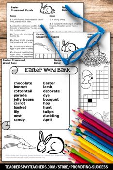 Secular Easter Vocabulary Activity Crossword Puzzle Morning Work Early ...