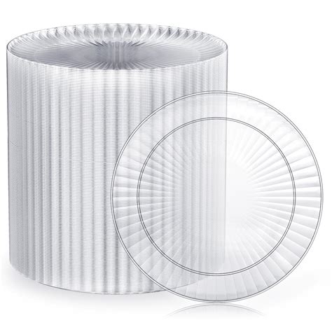 FOCUSLINE 100 Count Clear Plastic Plates 7 Inch, Disposable Heavy Duty ...
