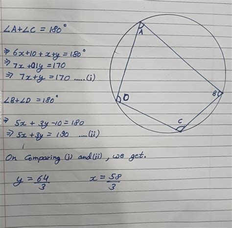 The angles of cyclic quadrilateral ABCD are given below find the value ...