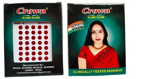 CROWN KUM KUM Round Maroon sticker Bindiya Bindis Spiral bindi booklet ...