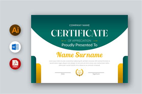 MS Word Certificate Template, Ai, PDF Illustration par inpixell.studio ...