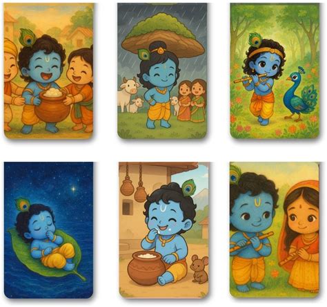 Markit Krishna Ji Magnetic Bookmarks (Set of 6) – Cute & Durable Magnet ...