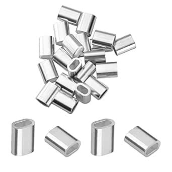 MroMax 20PCS M2.5 Steel Cables Aluminium Wire Rope Ferrules Sleeves ...