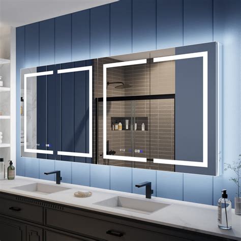 Illusion-B 84" x 36" LED Lighted Inset Mirrored Medicine Cabinet with ...