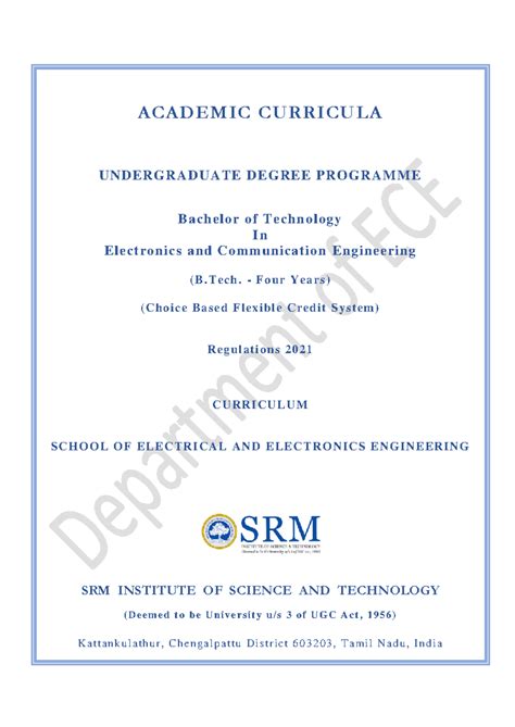 B.Tech ECE Curriculum Overview 2021 - SRM University - Studocu