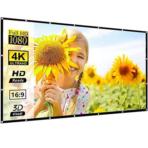 Spline 70 Inch Portable Projector Screen HD 16:9 White Video Projection ...