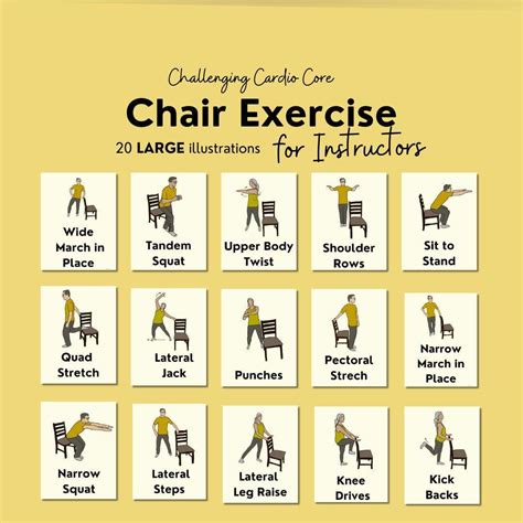 Chair Exercise Visuals for Senior, Exercise Cue Cards for Fitness ...