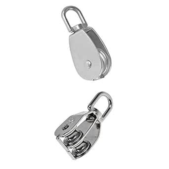LOOM TREE® Double+Single Pulley Swivel Sheave Rope Wheel Rope Tackle ...