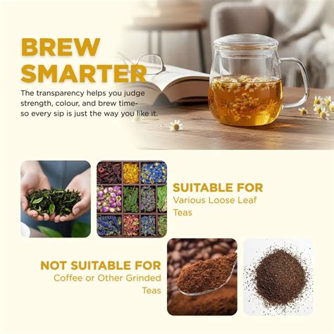 Glass Tea Infusion Mug with Strainer | Easy Brewing Tea Cup | Chayam