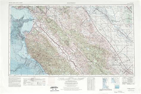 Monterey topographic map, CA - USGS Topo 1:250,000 scale