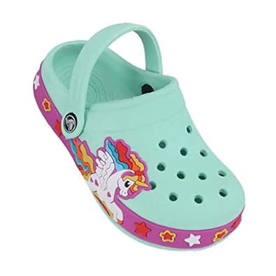 Buy Yellow Bee Comfortable Unicorn Clogs for Girls, Aqua, 8.5C, 3-3.5 ...